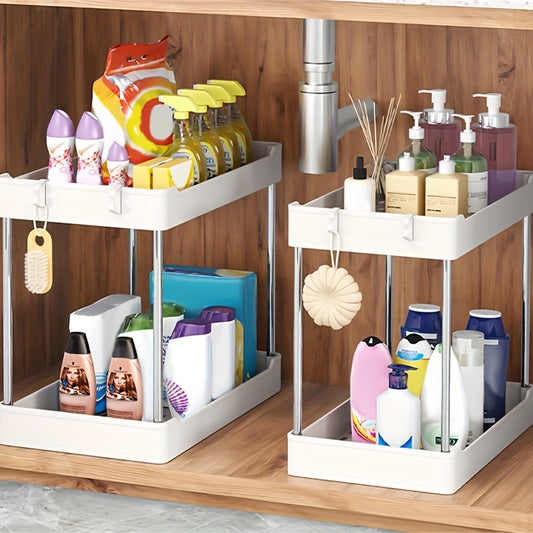 2 Tier Under Sink Organizer Bathroom Cleaning Supplies Cabinet Storage