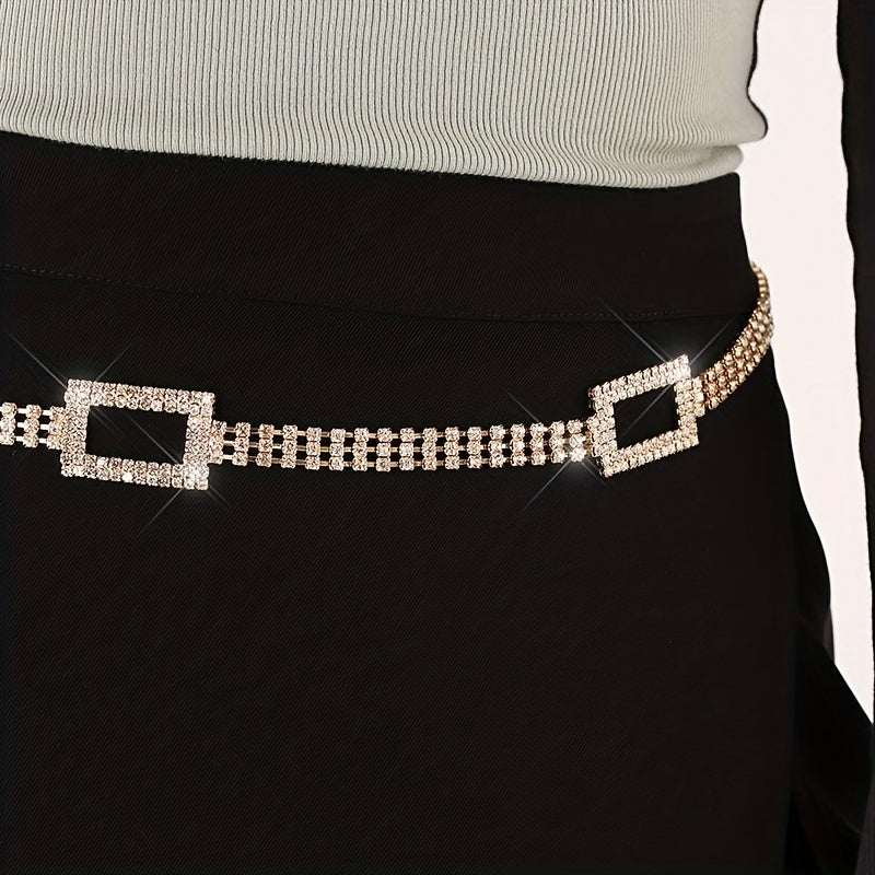 Rhinestone Waist Chain Stylish Tassel Belly Chain