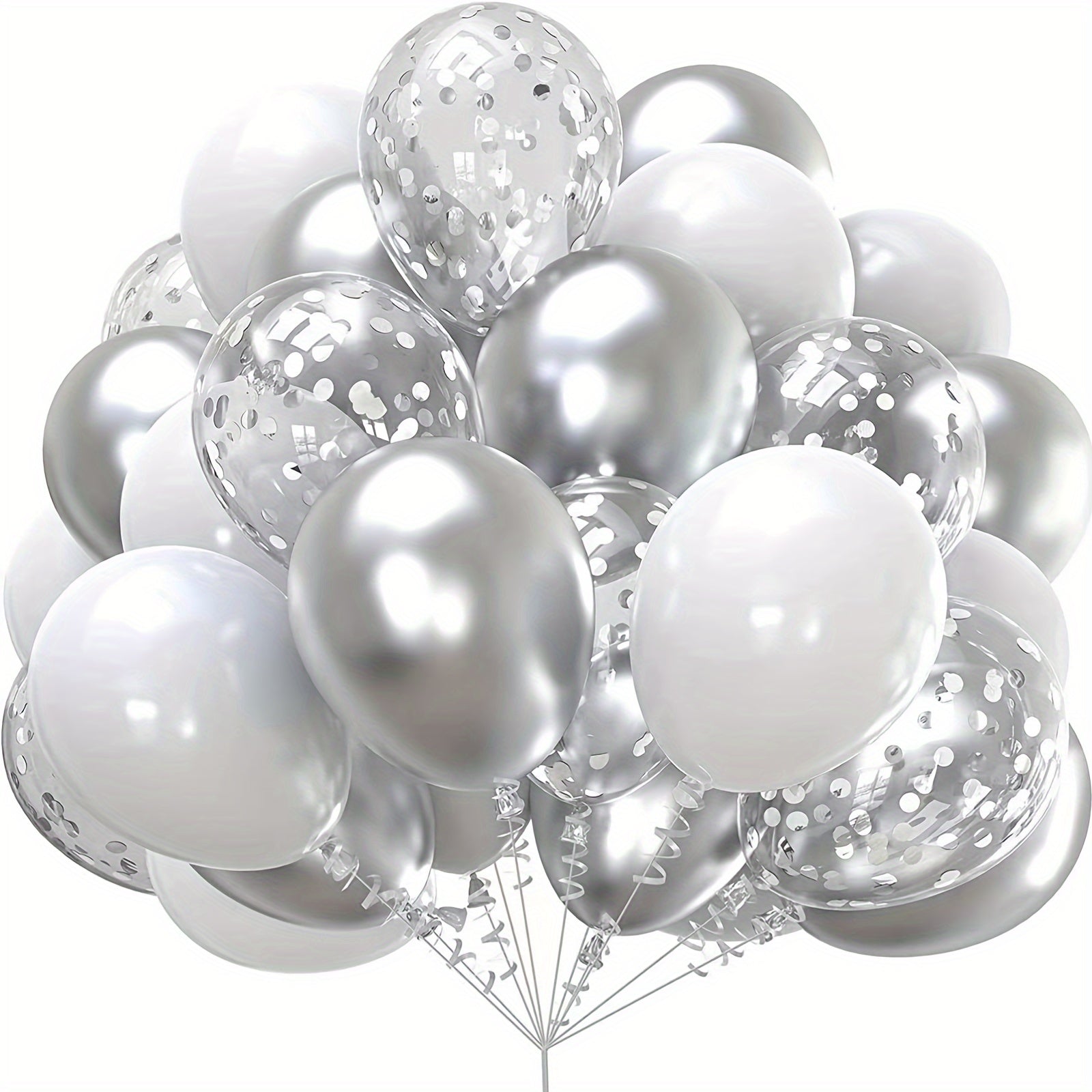 20pcs Silvery Confetti Balloon Set for Birthday Wedding Thanksgiving Year House