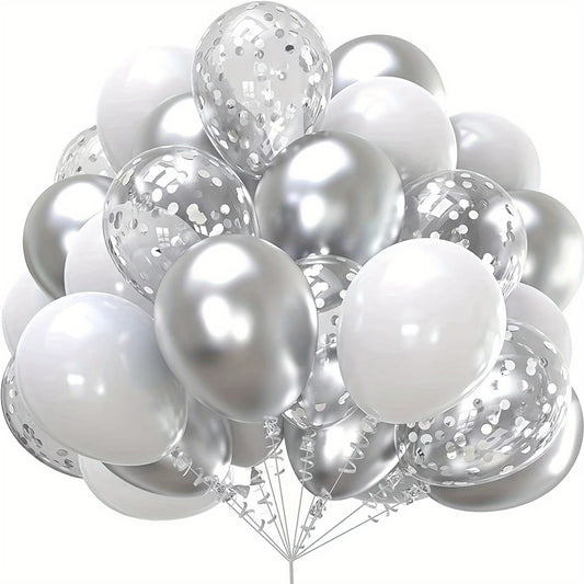 20pcs Silvery Confetti Balloon Set for Birthday Wedding Thanksgiving Year House