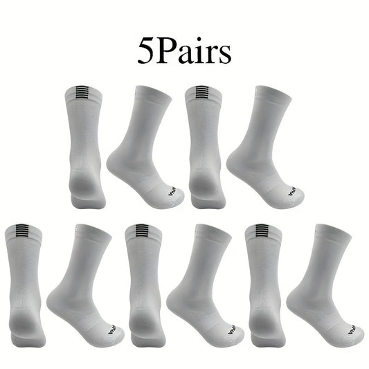 5 Pairs Breathable Mid-Calf Socks for Men and Women