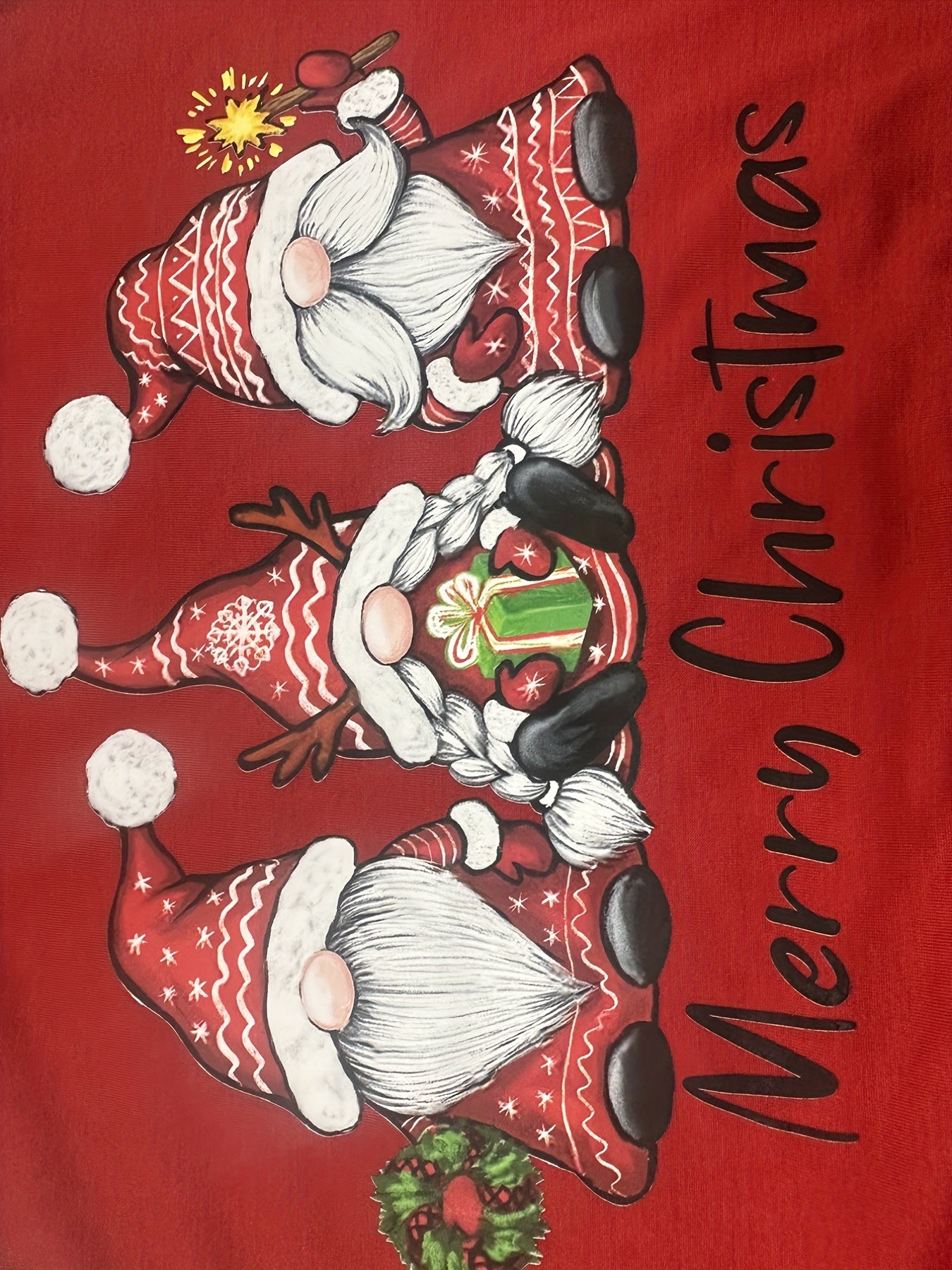  Christmas Dwarf Print Raglan Sleeve Smock Dress