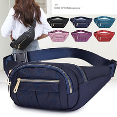 Flower Embroidery Nylon Fanny Pack Women's Zipper Crossbody Chest Bag