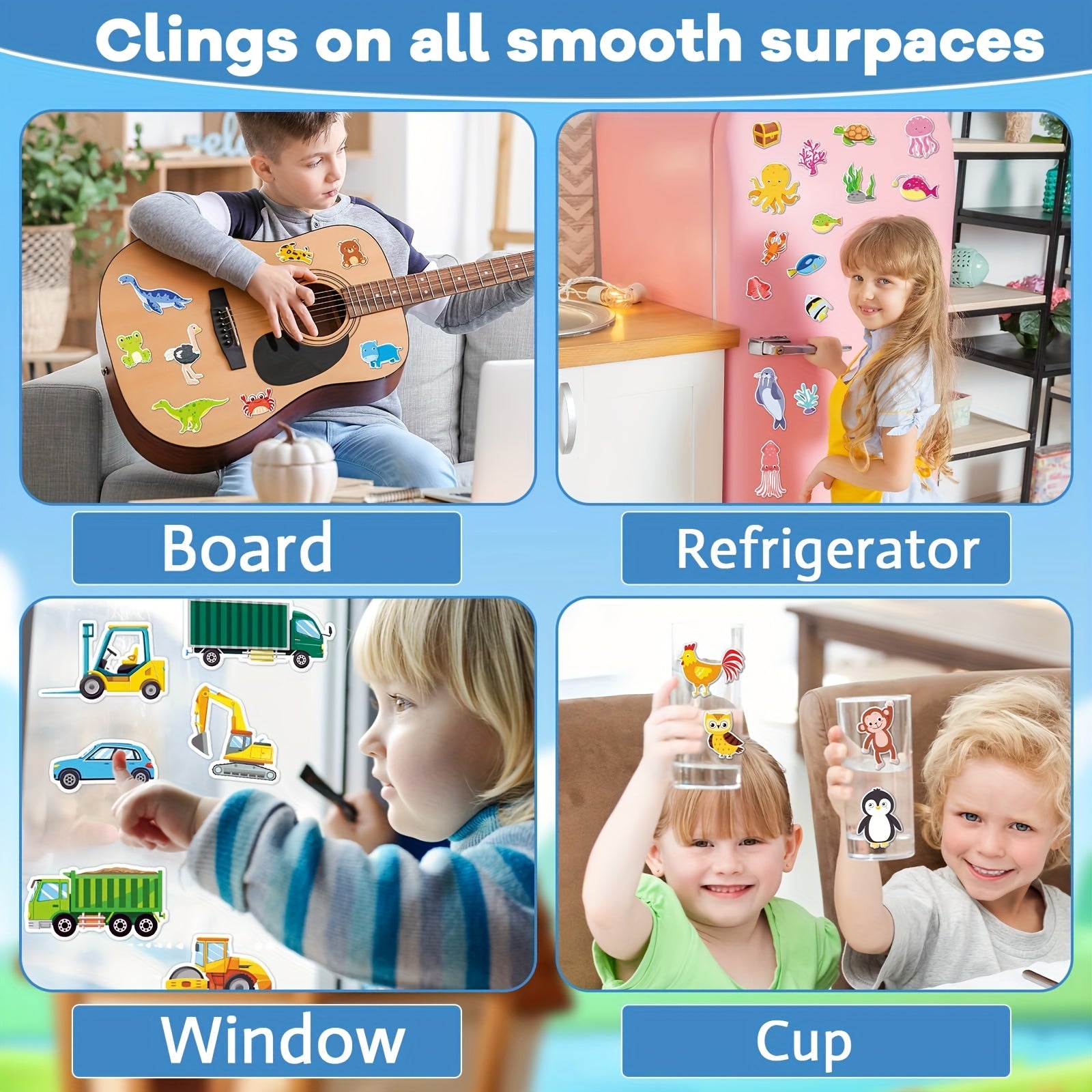 4 Sets Large Reusable Sticker Books for Toddlers