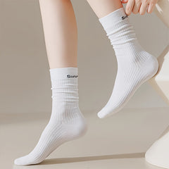 Letter Print Socks Comfy & Breathable Mid Tube Socks