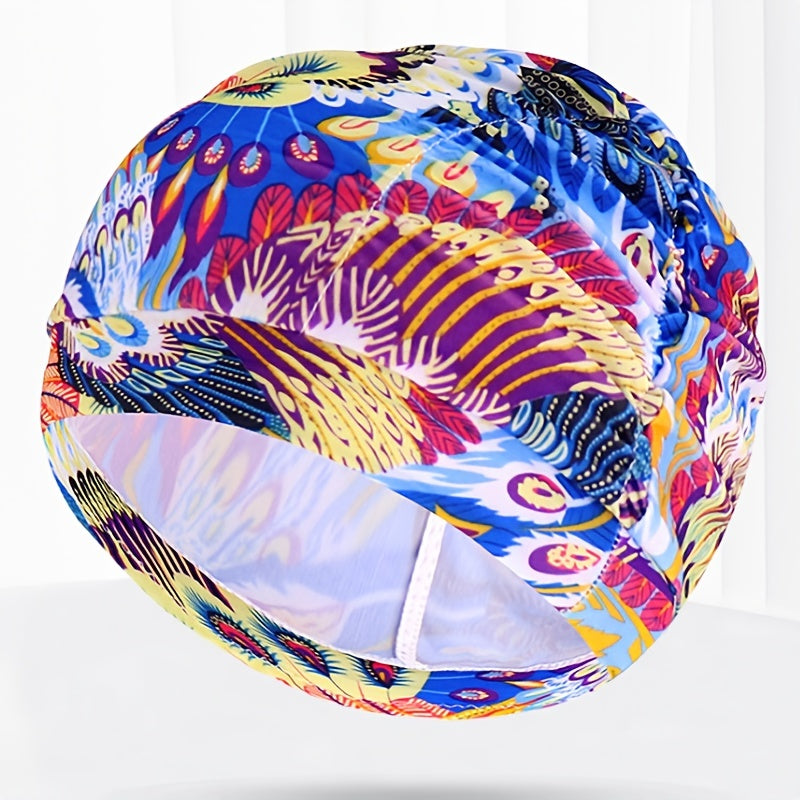 1PC Unisex Pleated Swim Cap with Ear Protection