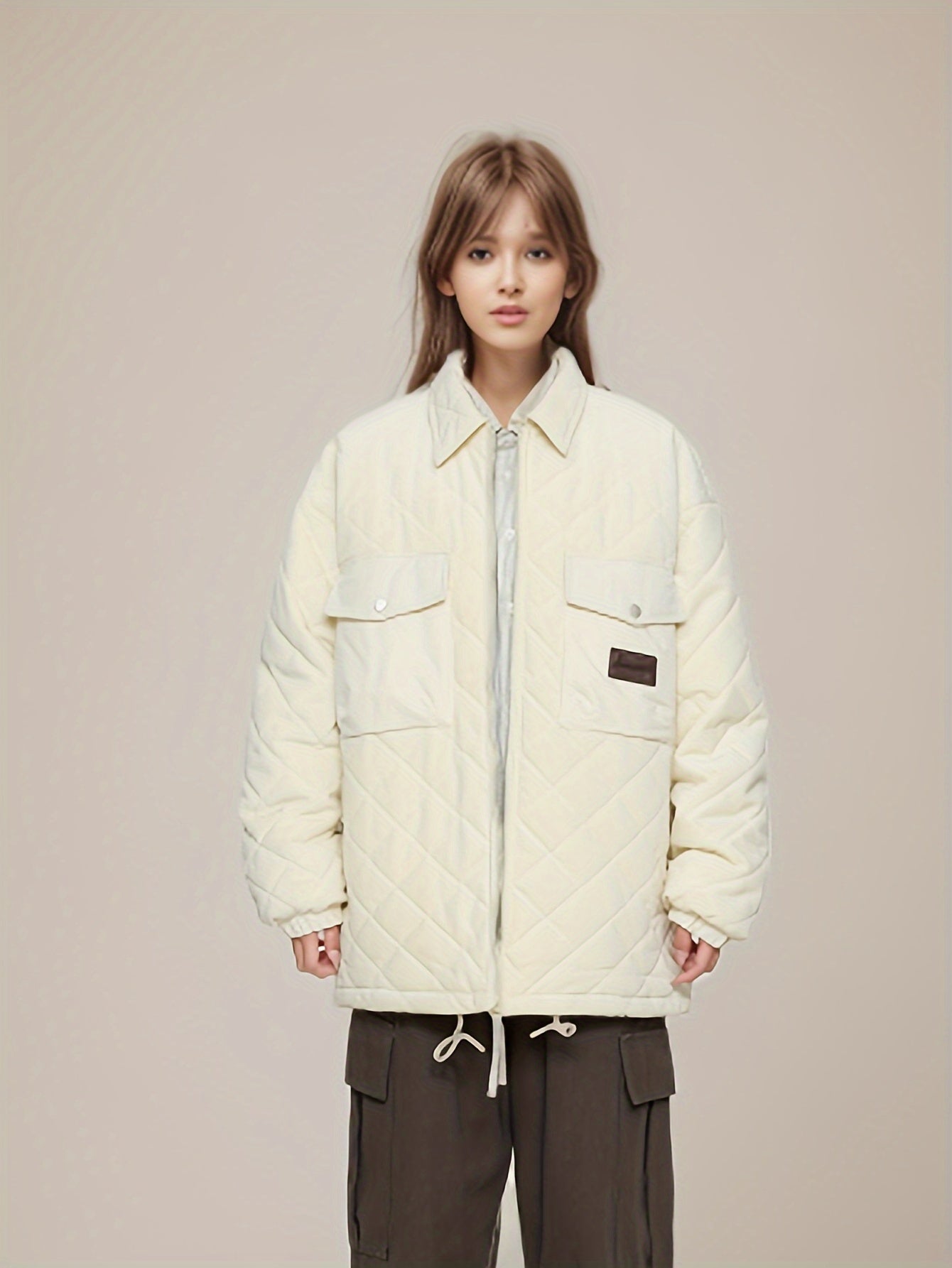 Versatile Label Puffer Coat Casual Sports Jacket