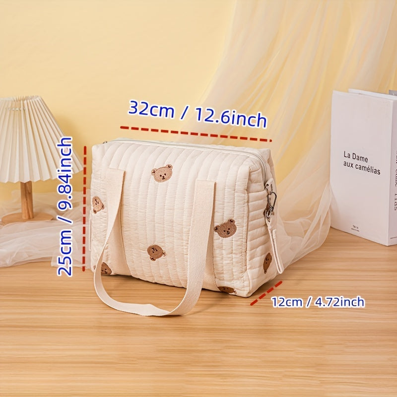 Embroidered Quilted Mommy Bag Diaper Baby Bottle Organizer Bag