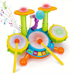 Drum Set Musical Toys for Toddlers with Microphone