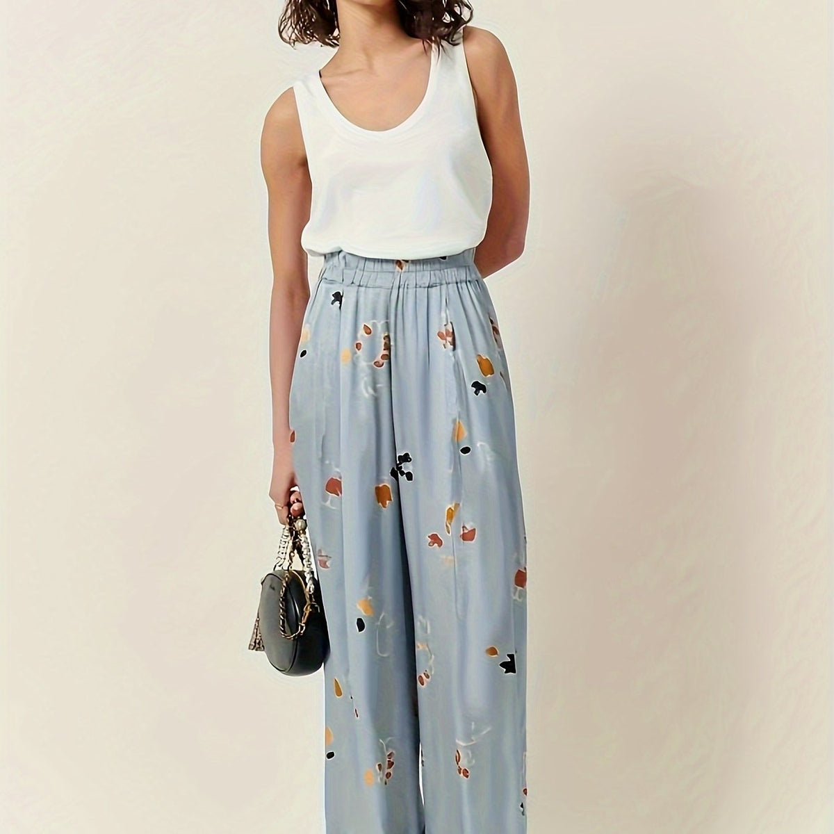 Women's Plus Floral Print Wide Leg Trousers