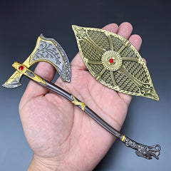 2pcs Mini Shield Set 6.69 Inch Zinc Alloy Weapon Model Desktop Decor