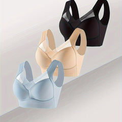 3 Pcs Wireless Sports Bra Seamless Push Up Running Workout Tank Bra Women's Ling