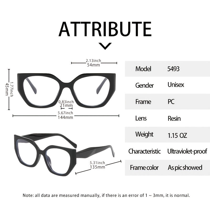 Multicolor Polygonal Light Blocking Glasses Frame