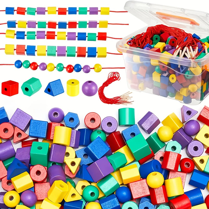 Educational Beaded Toys Set with Threading Cord