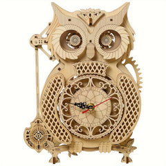 3D Wooden Owl Clock Mechanical Model Kit 139Pcs Adults Creative Gift