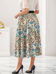  Floral High Waist A-line Skirt