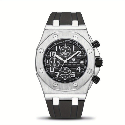 Men's 3-Eye Multifunction Silicone Strap Watch