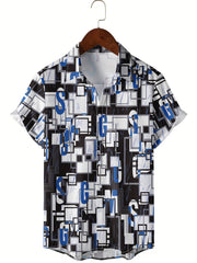 Men's Geometric Pattern Camp Collar Hawaiian Shirt