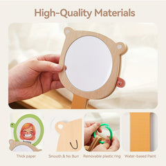 Wooden Mirror Toy with Animal Faces - Cognitive Development Gift