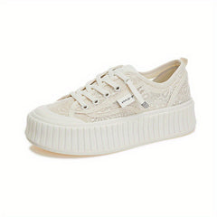 Women's Floral Pattern Thick Bottom Lace Up Sport Shoes