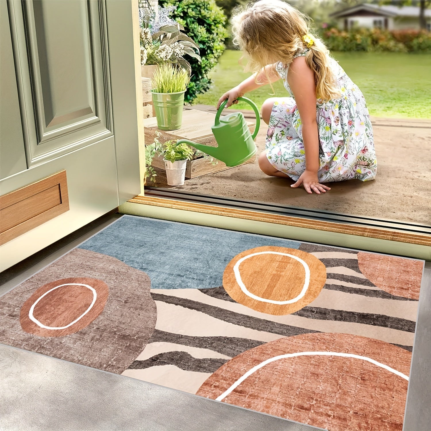Boho Anti Fatigue Kitchen Rugs Rubber Backed Non Slip Door Mats