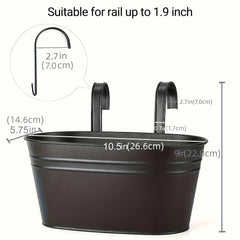 5pcs Metal Hanging Flower Pots for Railings & Fences, Rustic Style Windows