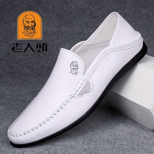 LAORENTOU Men's Leather Loafer Shoes Lightweight Non Slip Casual Shoes