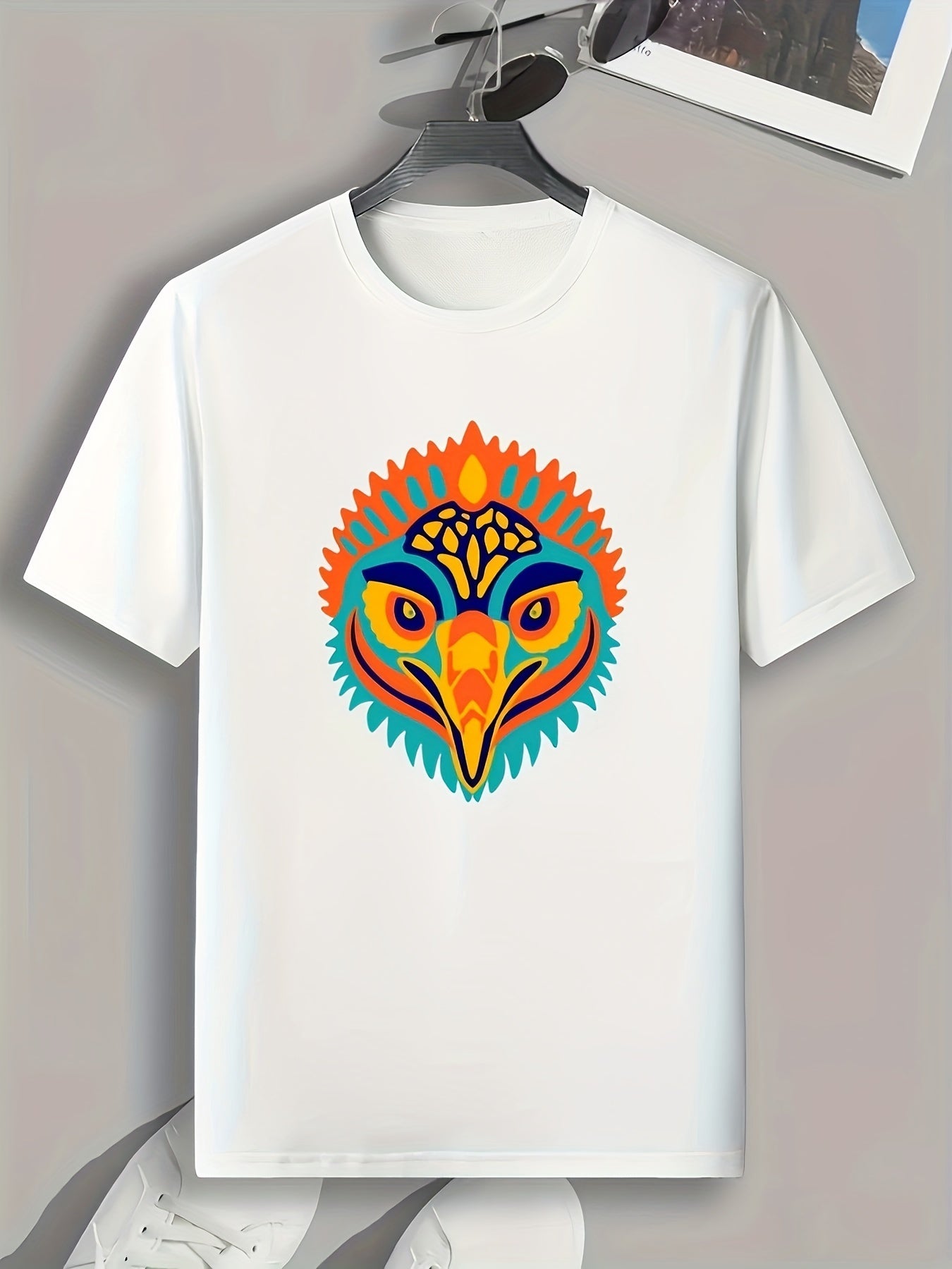 Bird Head Print Men's Graphic T shirt For Summer