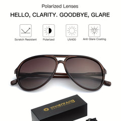 VIVIENFANG Retro Polarized Sunglasses TR90 Gradient Lenses UV Protection