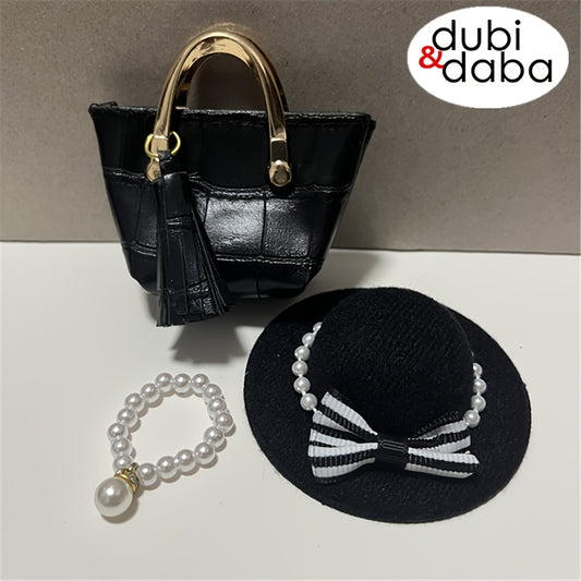Dollhouse Accessory Set: Hat, Handbag, Necklace - Mini DIY Fashionable Decor
