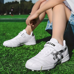 Youth Turf Soccer Shoes Hook And Loop Fastener Anti skid Training Shoes