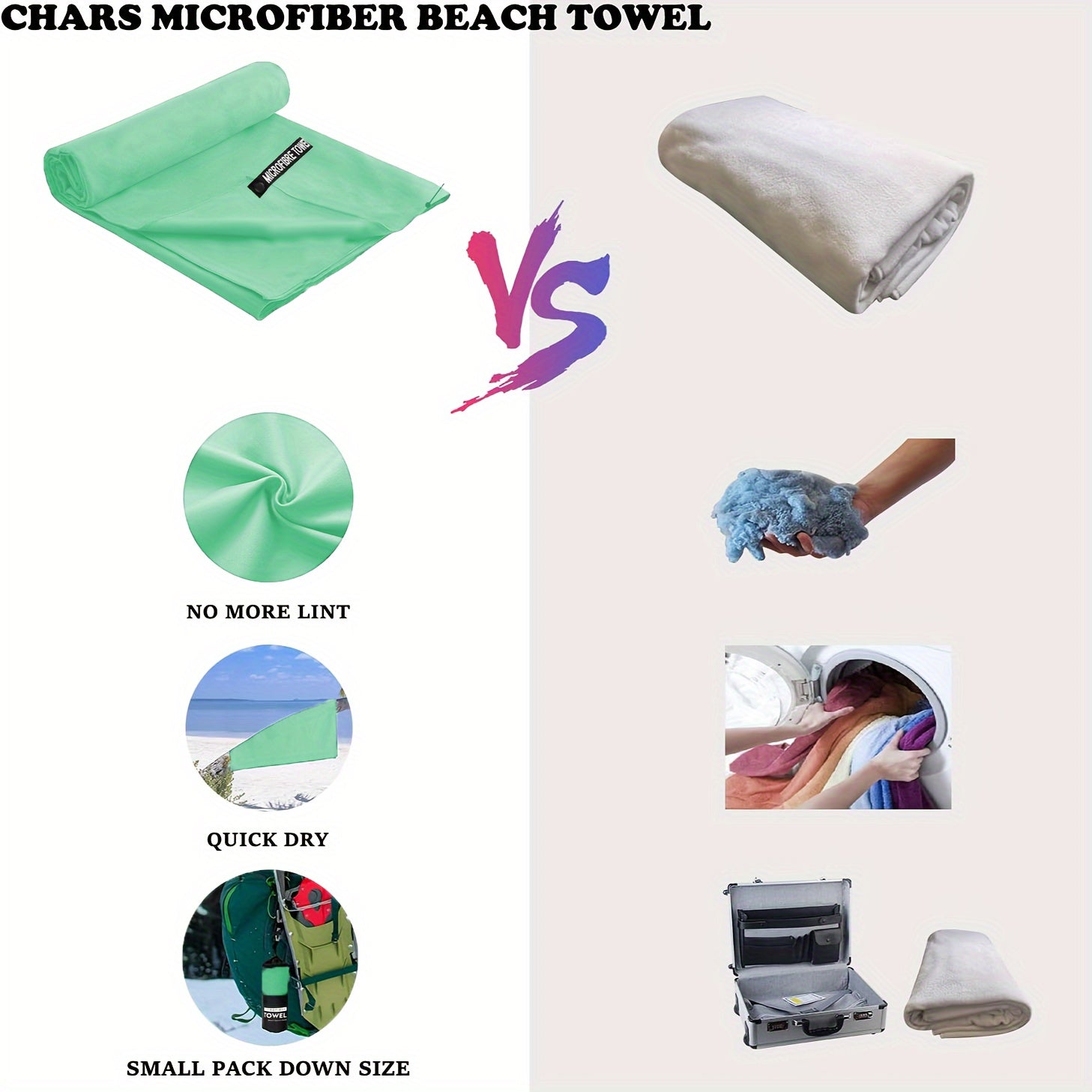 Microfiber Travel Towel Quick Drying Water Absorbent Lightweight Sports Towel