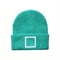 Square Embroidery Knitted Hat For Men