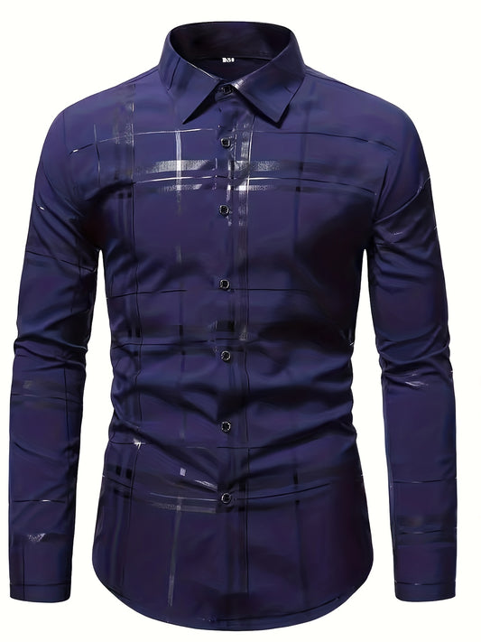 Men's Semi formal Stripe Button Up Shirt for Spring/Fall