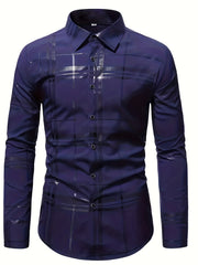 Men's Semi formal Stripe Button Up Shirt for Spring/Fall