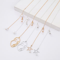 Metal & Faux Pearl Pendant Glasses Chain Sunglasses Holder