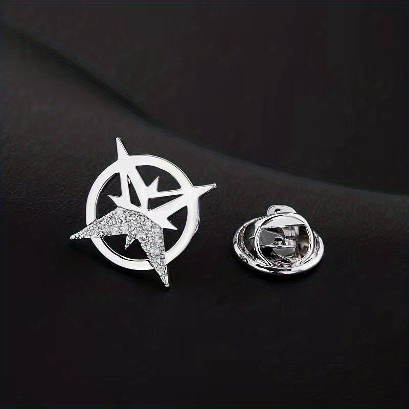 Cross Star Rhinestone Brooch Suit Pin For Men