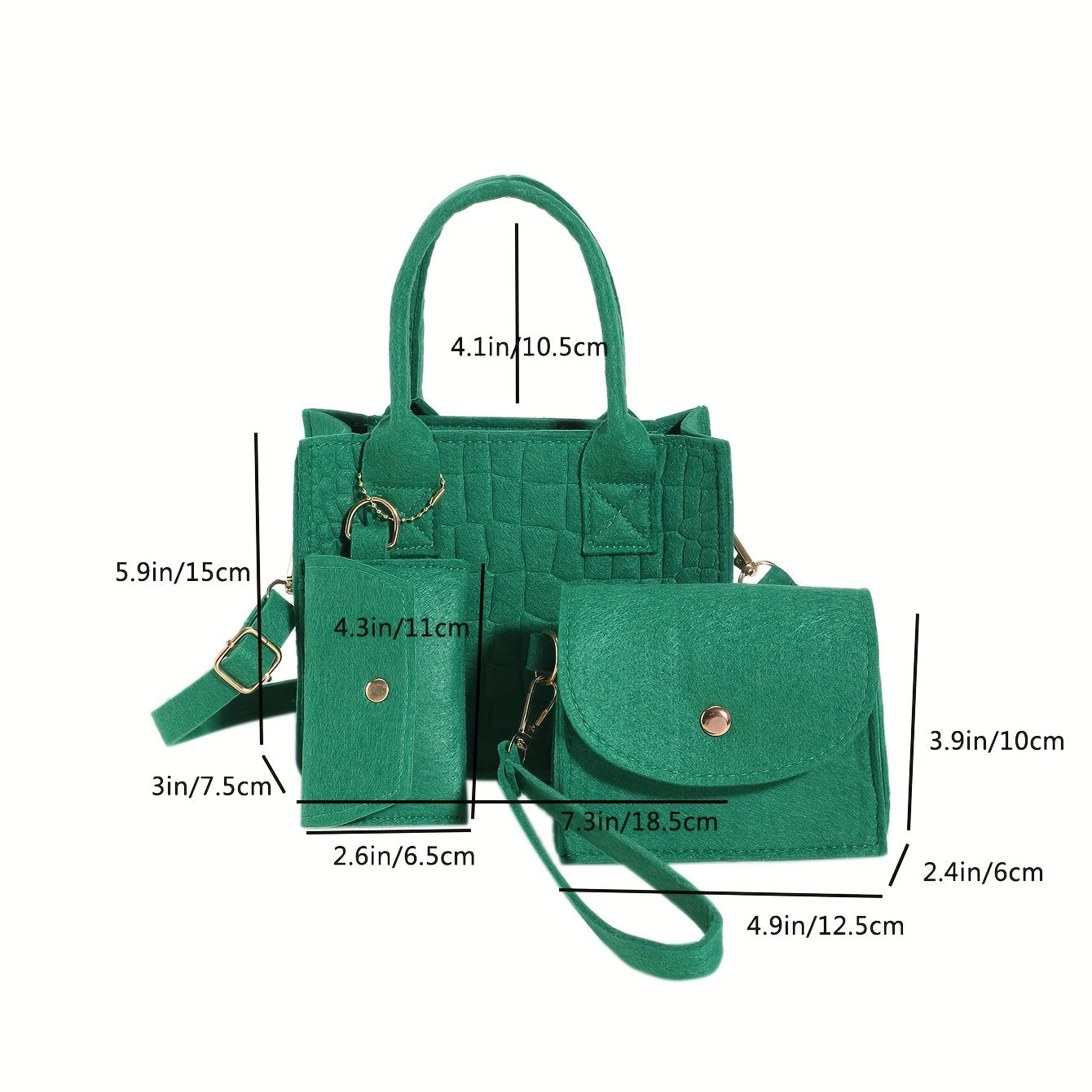 Felt Square Shoulder Bag with Mini Purses