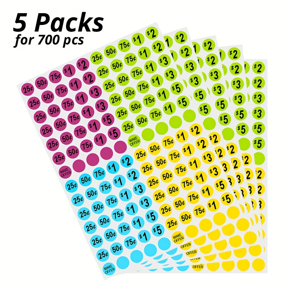 700pcs Yard Stickers Garage Pre Priced Pricing Labels 7 62 10 Diameter
