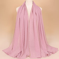 Chiffon Glitter Chain Bandana Scarf Lightweight Solid Hijab Scarf
