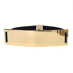 Metallic Glossy Wide Belt Waistband Punk Solid Elastic Waistband Belt