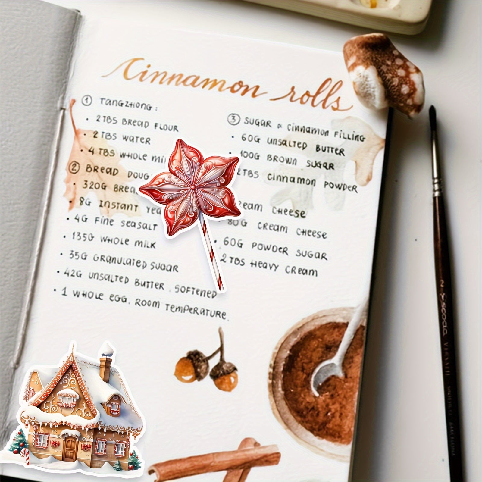 50pcs Christmas Gingerbread Biscuits Stickers for DIY Crafts
