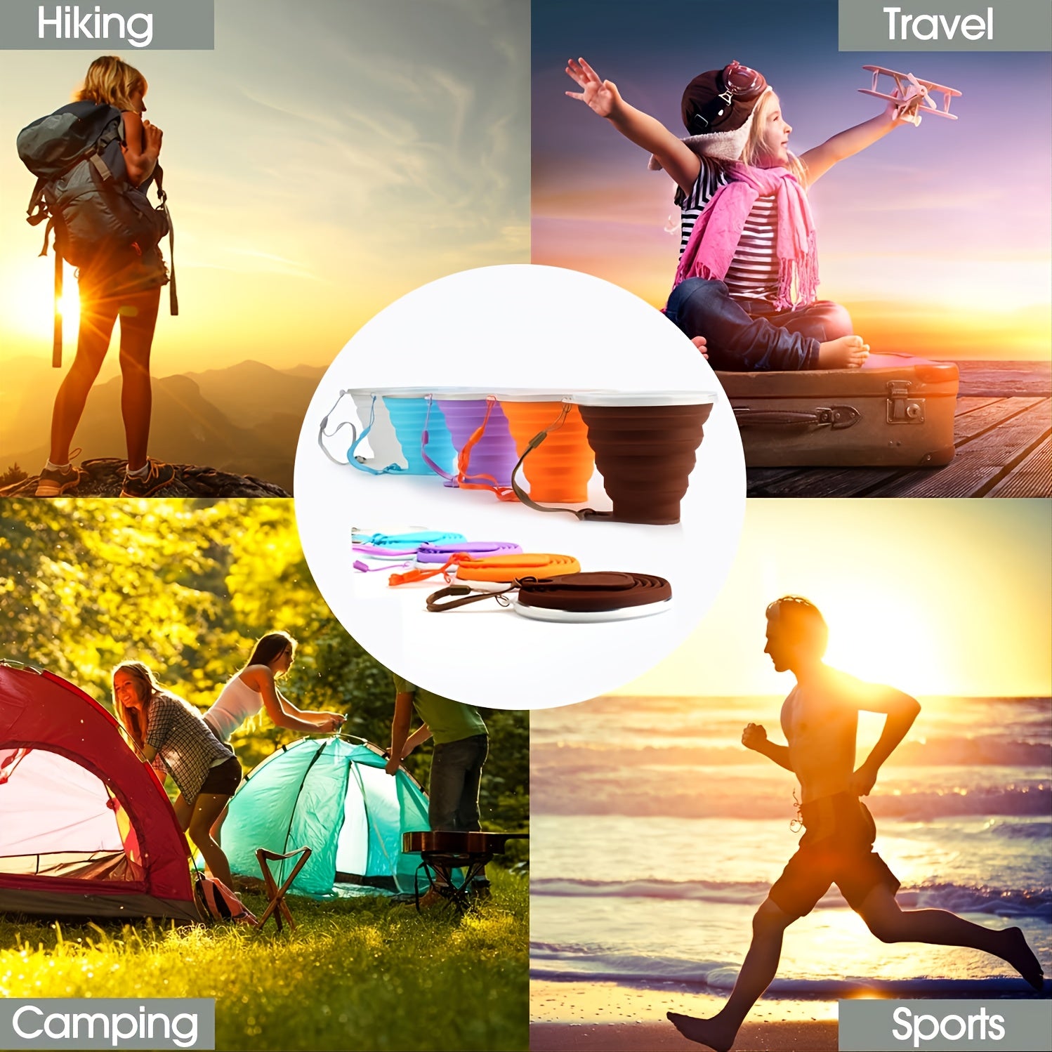 1pc Silicone Collapsible Travel Cup Foldable Portable Reusable Drinking Cup