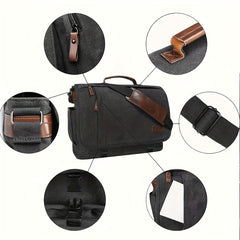 17 Inch Laptop Messenger Bag Waterproof Canvas Shoulder Strap Durable