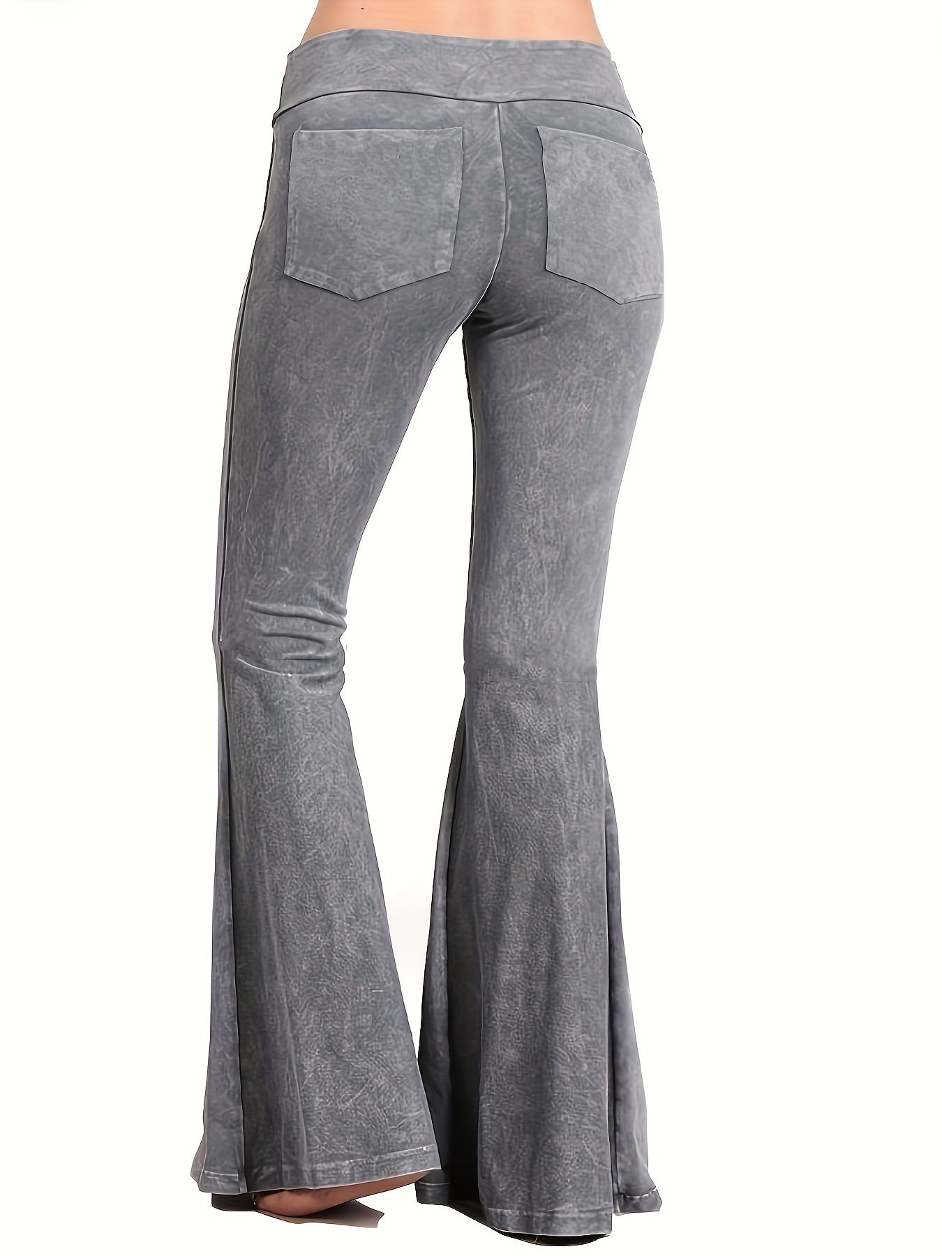 Women's Plus Denim Print High Rise Flare Leg Pants