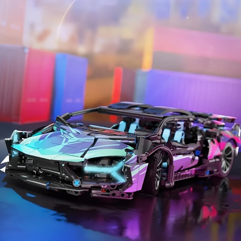 Building Blocks Purple Sports Car Puzzle Toy