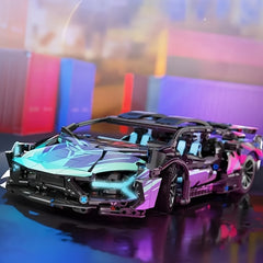Building Blocks Purple Sports Car Puzzle Toy