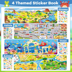 4 Sets Large Reusable Sticker Books for Toddlers