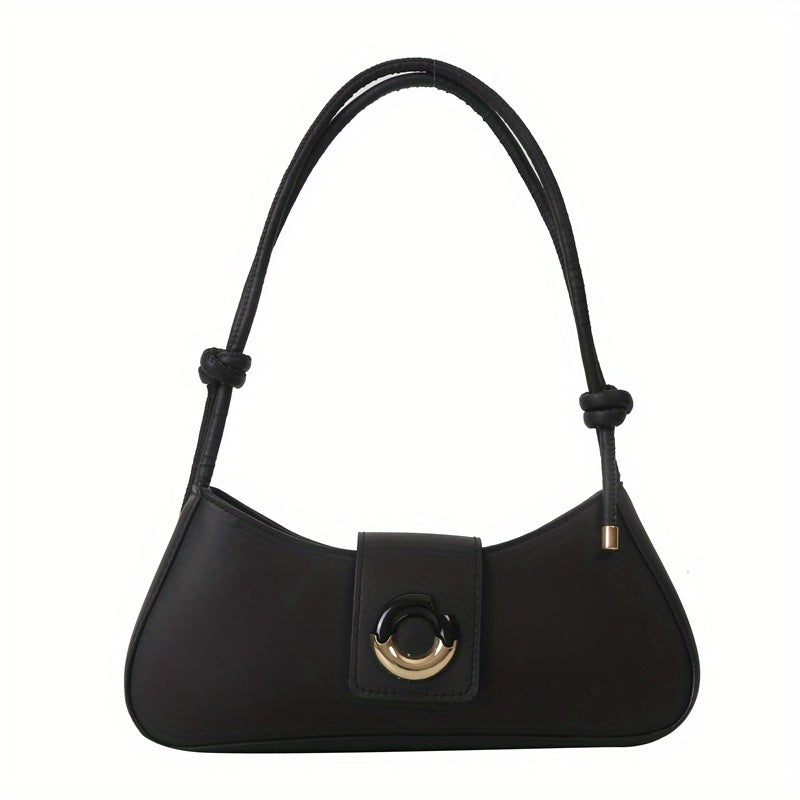 Vintage Underarm Bag PU Shoulder Bag Women's Casual Crescent Hobo Handbag