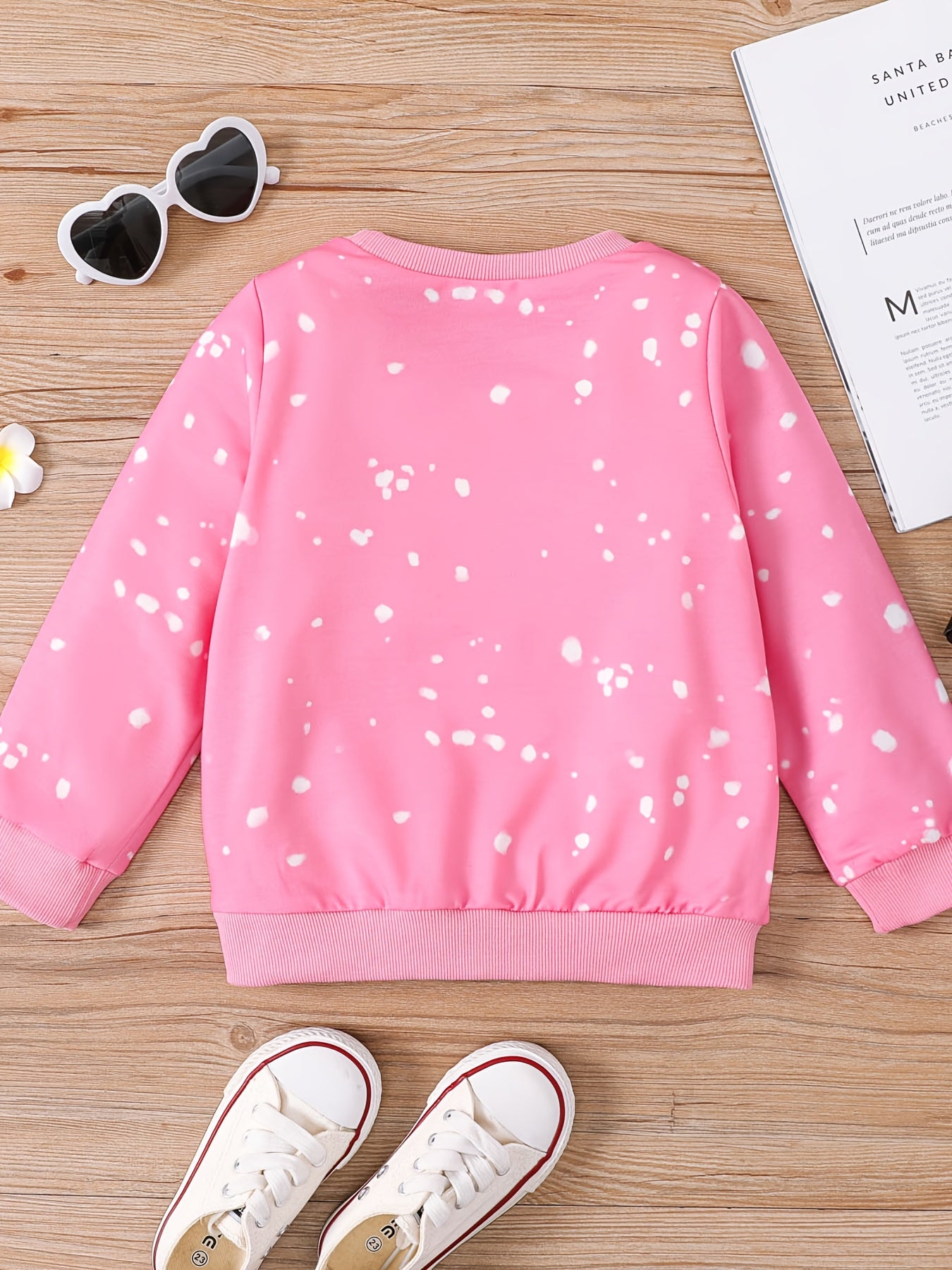 Toddler Girls Cat Print Long Sleeve Pullover Sweatshirt